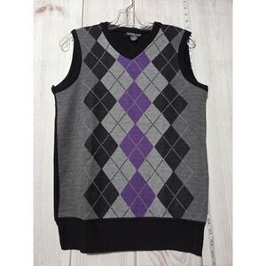 Whimisigoth Sweater Vest Ladies XL Argyle Diamond Pullover Classic‎ Golf Preppy